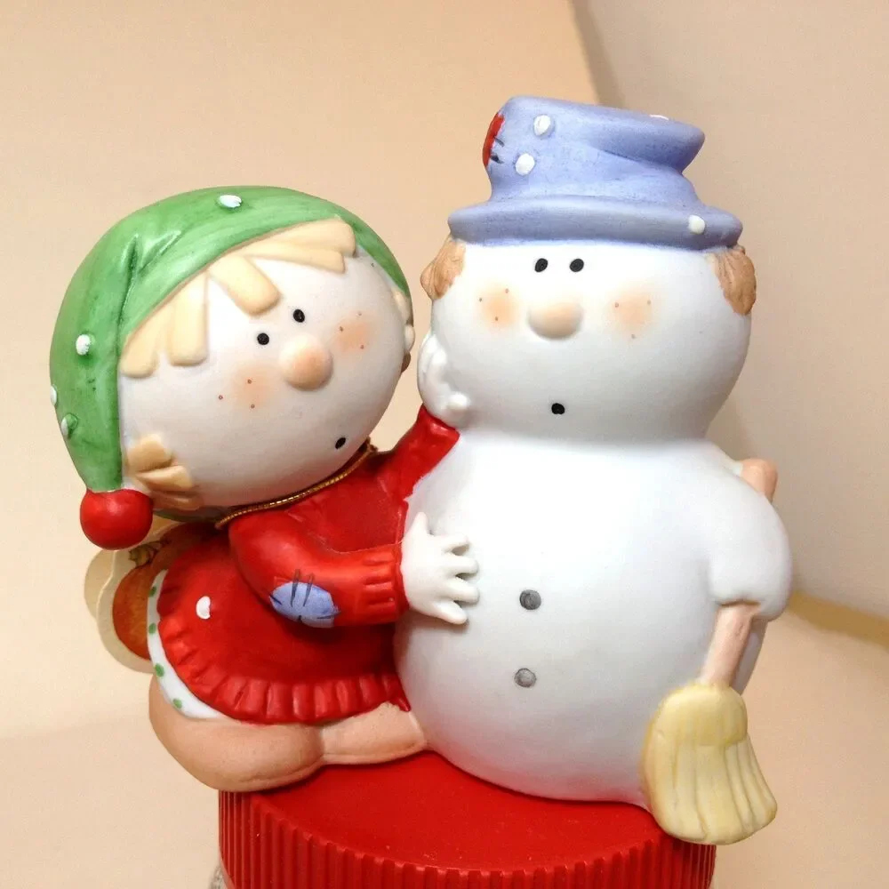 Vintage Bumpkins Snowman & Child by Fabrizio Winter Decoration 3 3/4